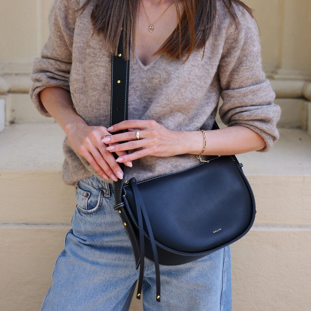 (AALLYN) Elara Leather Convertible Bag - Black